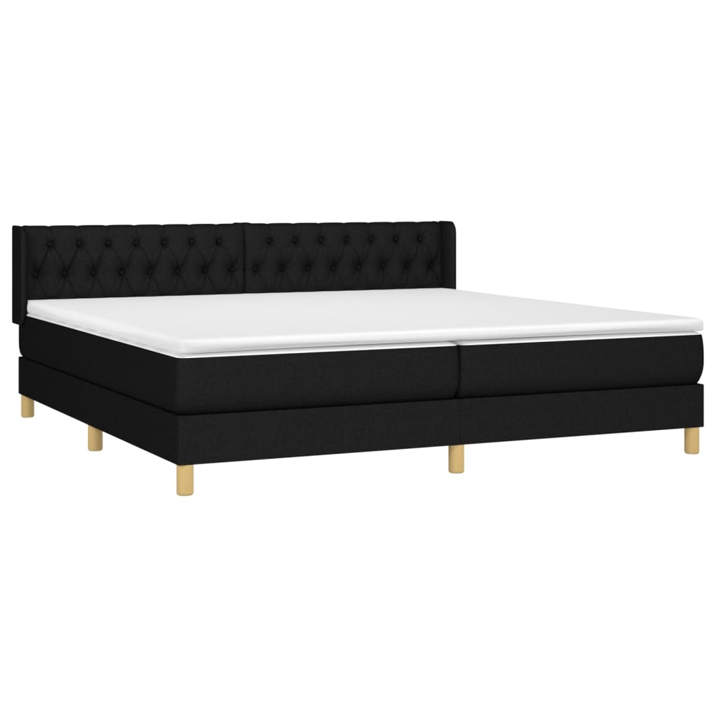 vidaXL Κρεβάτι Boxspring με Στρώμα Μαύρο 200x200 εκ. Υφασμάτινο