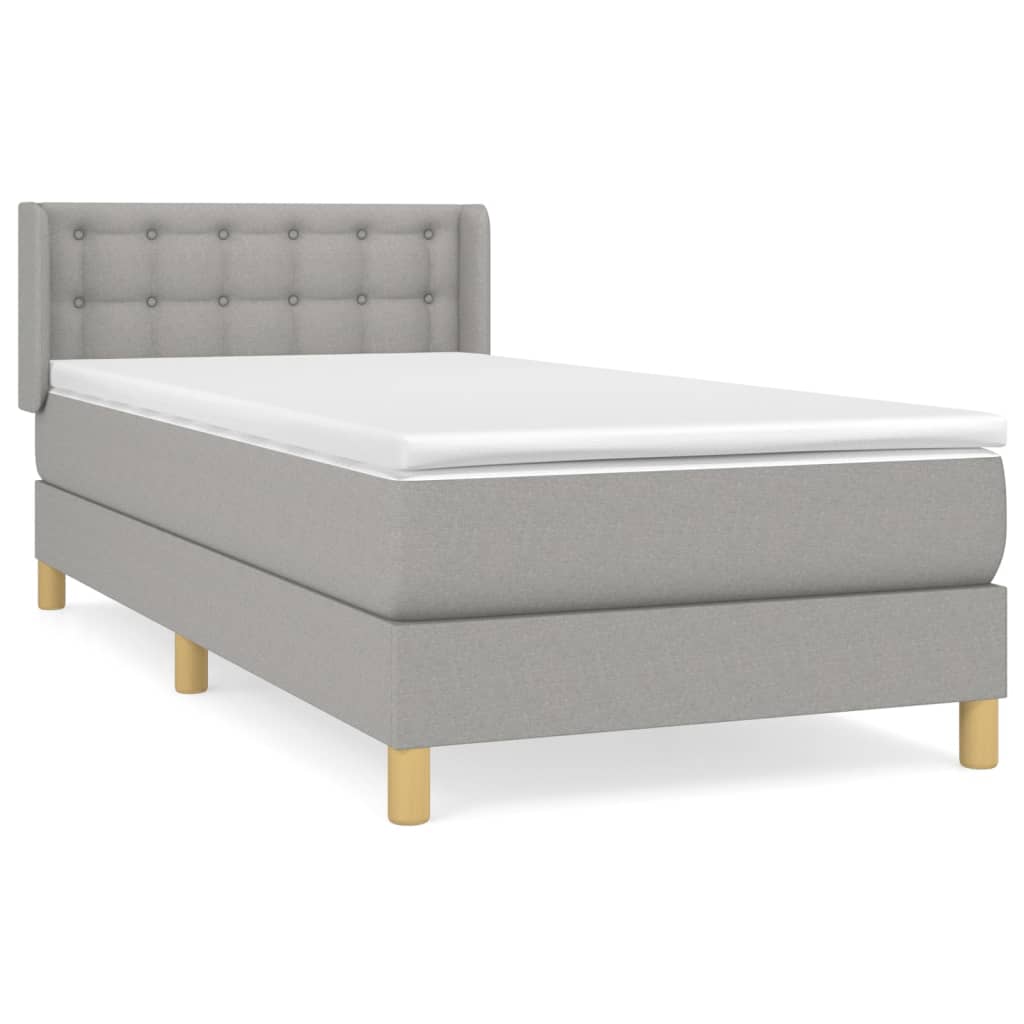 vidaXL Κρεβάτι Boxspring με Στρώμα Ανοιχτό Γκρι 80x200 εκ. Υφασμάτινο