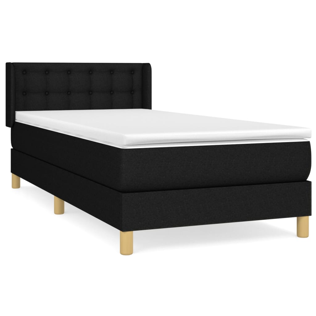 vidaXL Κρεβάτι Boxspring με Στρώμα Μαύρο 80 x 200 εκ. Υφασμάτινο