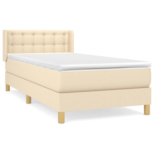 vidaXL Κρεβάτι Boxspring με Στρώμα Κρεμ 80 x 200 εκ. Υφασμάτινο