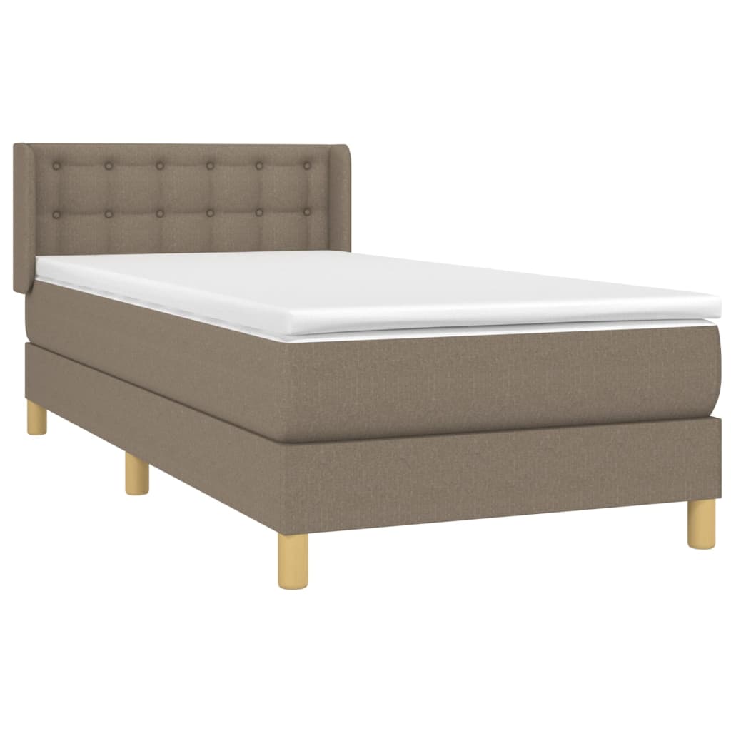 vidaXL Κρεβάτι Boxspring με Στρώμα Taupe 90x190 εκ.Υφασμάτινο