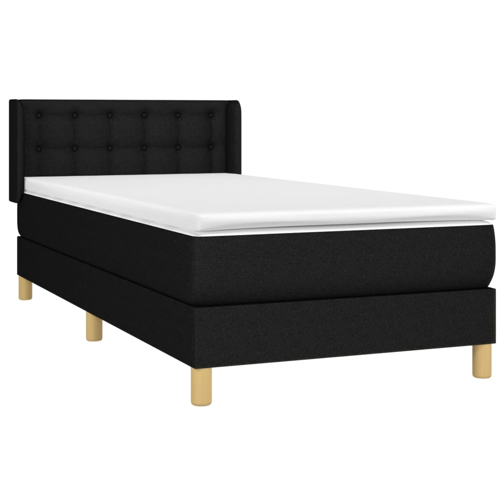 vidaXL Κρεβάτι Boxspring με Στρώμα Μαύρο 100 x 200 εκ. Υφασμάτινο