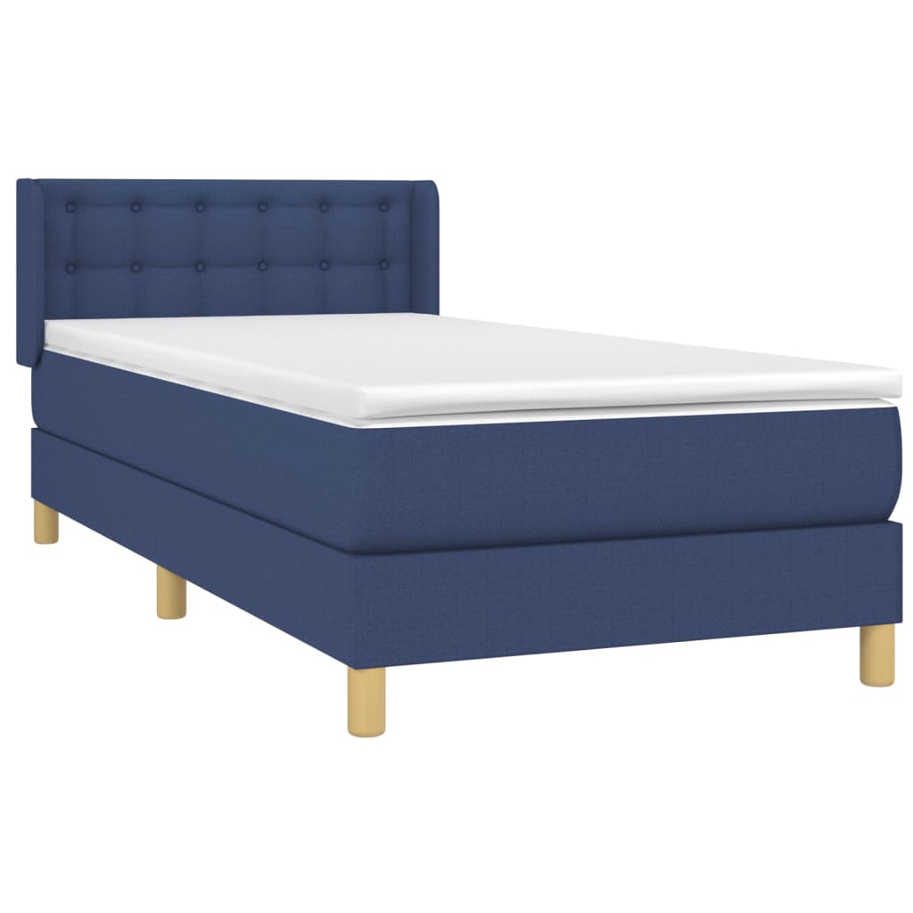vidaXL Κρεβάτι Boxspring με Στρώμα Μπλε 100 x 200 εκ. Υφασμάτινο
