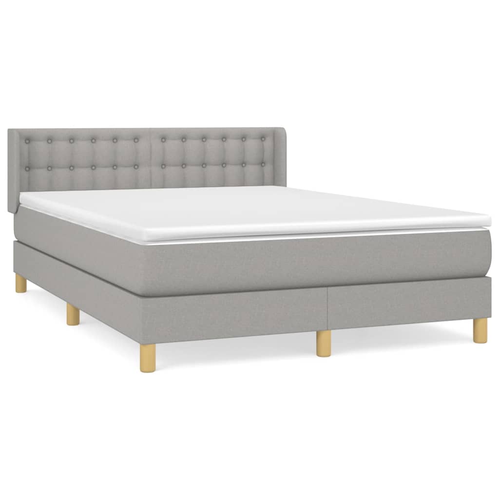 vidaXL Κρεβάτι Boxspring με Στρώμα Ανοιχτό Γκρι 140x190 εκ. Υφασμάτινο