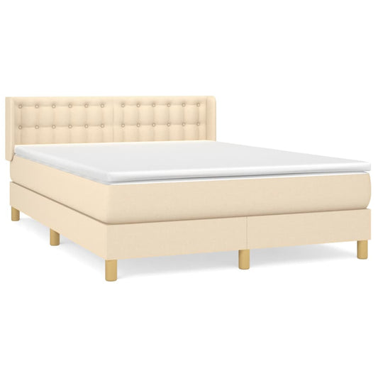vidaXL Κρεβάτι Boxspring με Στρώμα Κρεμ 140x190 εκ. Υφασμάτινο