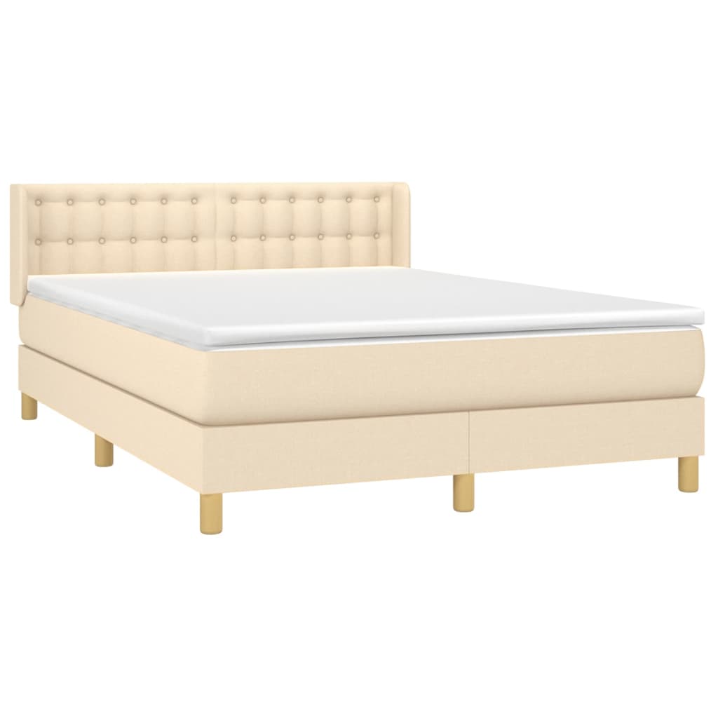 vidaXL Κρεβάτι Boxspring με Στρώμα Κρεμ 140x200 εκ. Υφασμάτινο