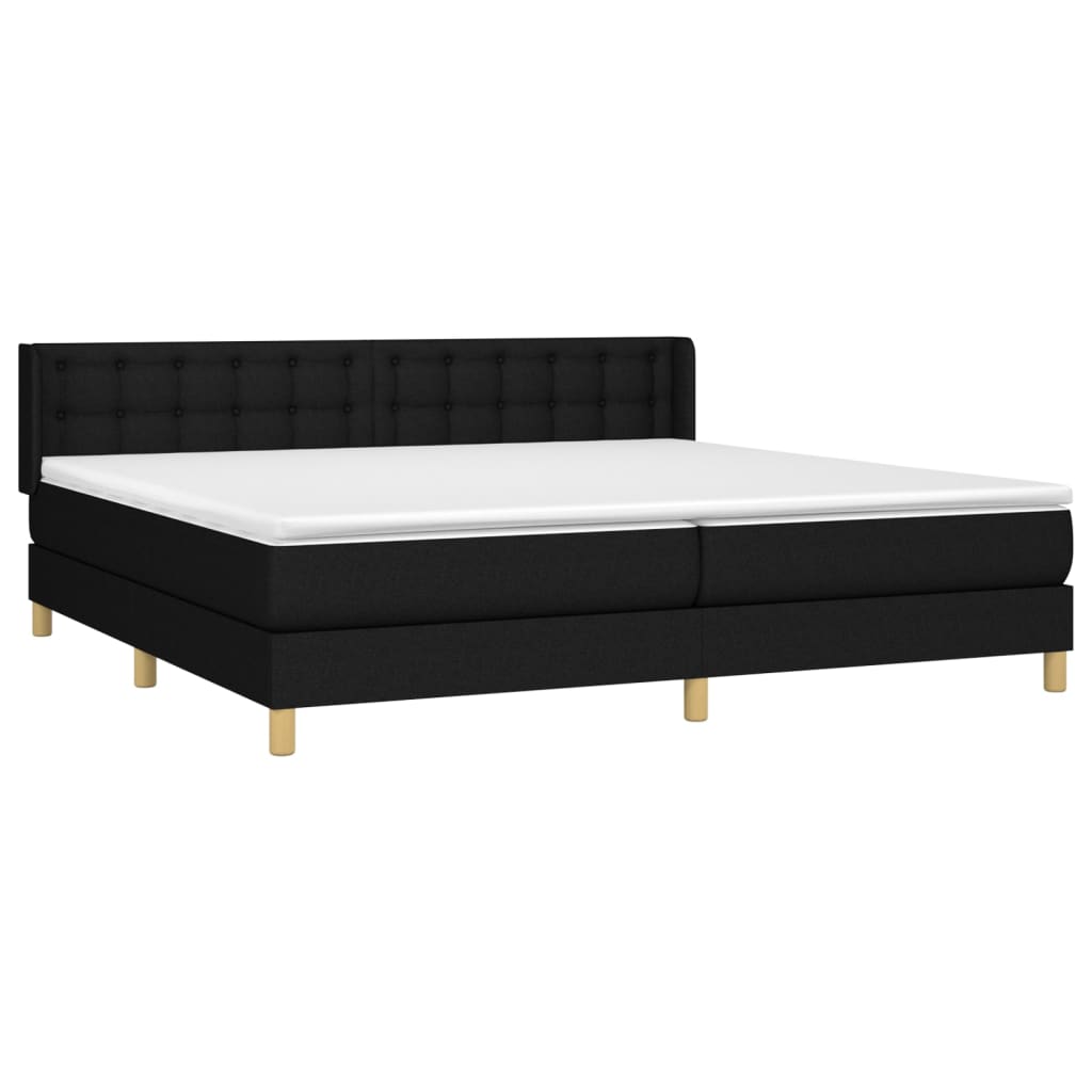 vidaXL Κρεβάτι Boxspring με Στρώμα Μαύρο 160x200 εκ. Υφασμάτινο