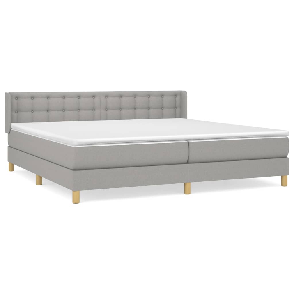 vidaXL Κρεβάτι Boxspring με Στρώμα Ανοιχτό Γκρι 180x200 εκ. Υφασμάτινο