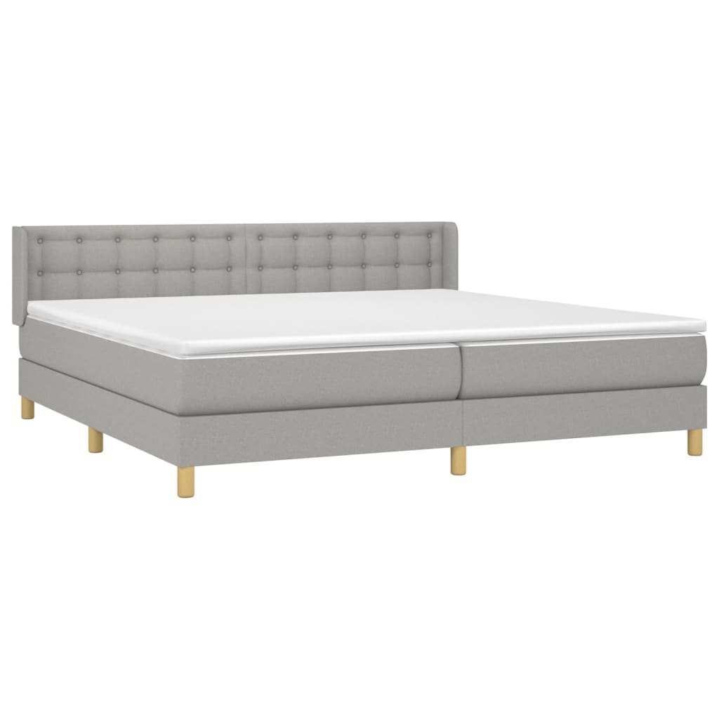 vidaXL Κρεβάτι Boxspring με Στρώμα Ανοιχτό Γκρι 180x200 εκ. Υφασμάτινο