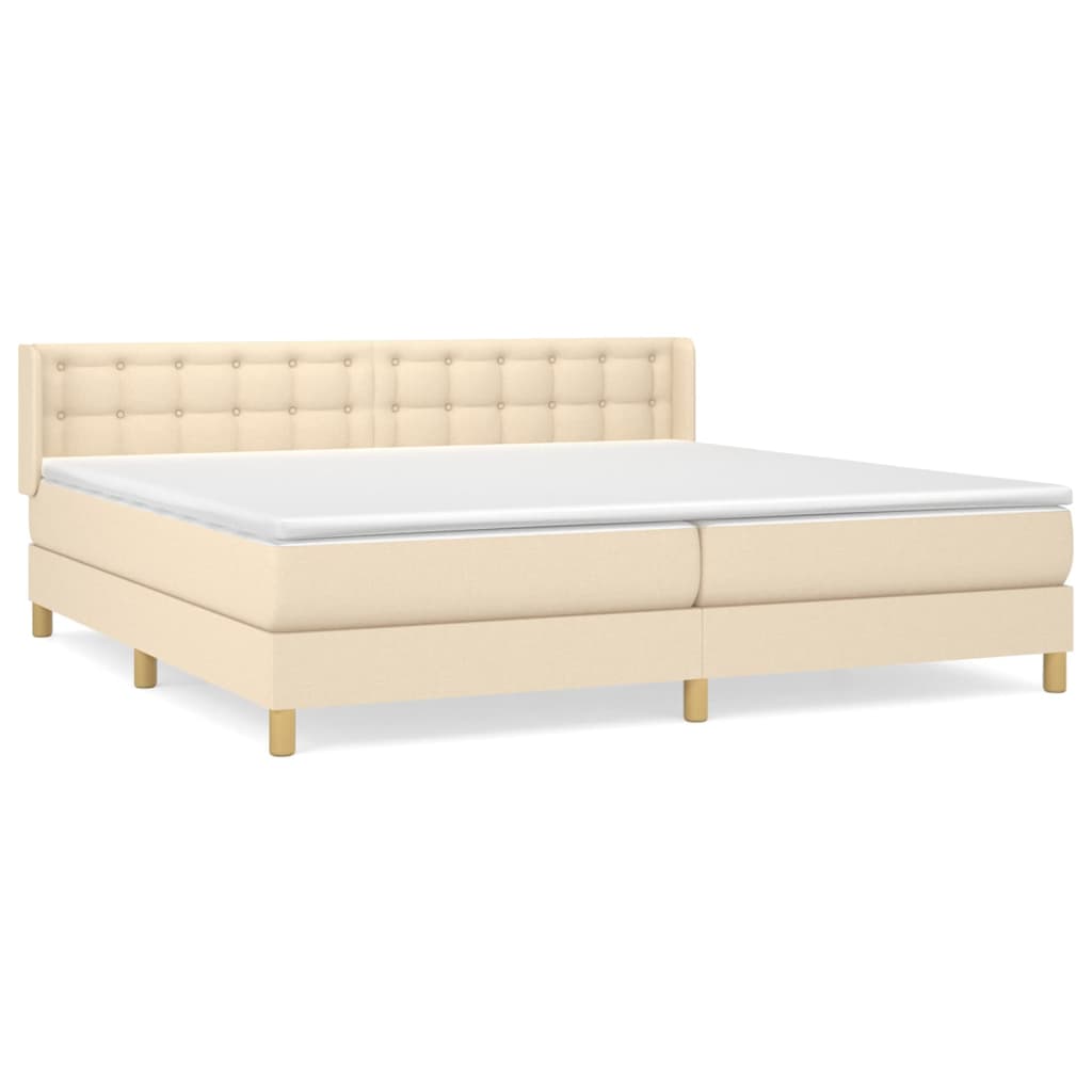 vidaXL Κρεβάτι Boxspring με Στρώμα Κρεμ 180x200 εκ. Υφασμάτινο