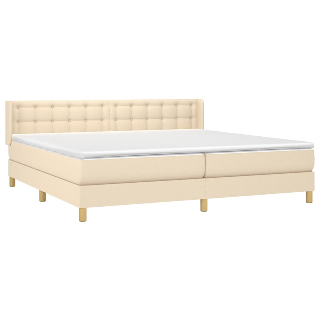 vidaXL Κρεβάτι Boxspring με Στρώμα Κρεμ 180x200 εκ. Υφασμάτινο