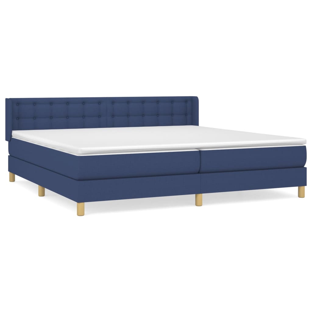 vidaXL Κρεβάτι Boxspring με Στρώμα Μπλε 180x200 εκ. Υφασμάτινο