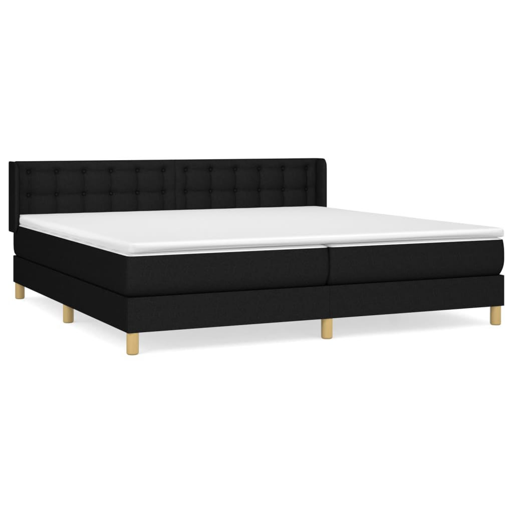 vidaXL Κρεβάτι Boxspring με Στρώμα Μαύρο 200x200 εκ. Υφασμάτινο