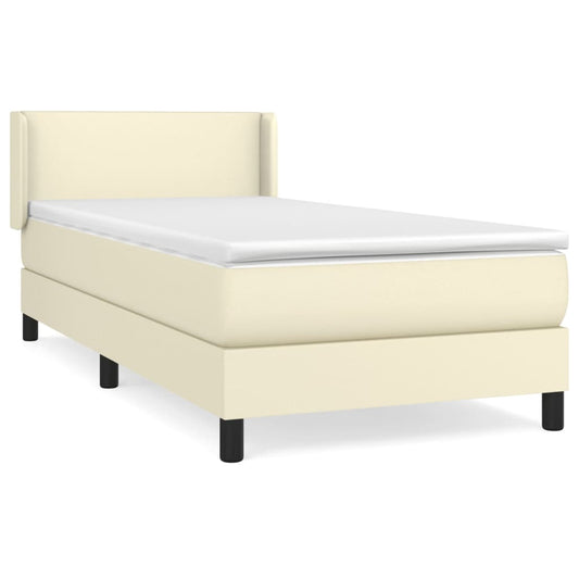 vidaXL Κρεβάτι Boxspring με Στρώμα Κρεμ 80 x 200 εκ. Συνθετικό Δέρμα