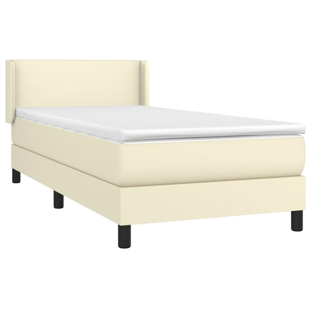 vidaXL Κρεβάτι Boxspring με Στρώμα Κρεμ 80 x 200 εκ. Συνθετικό Δέρμα