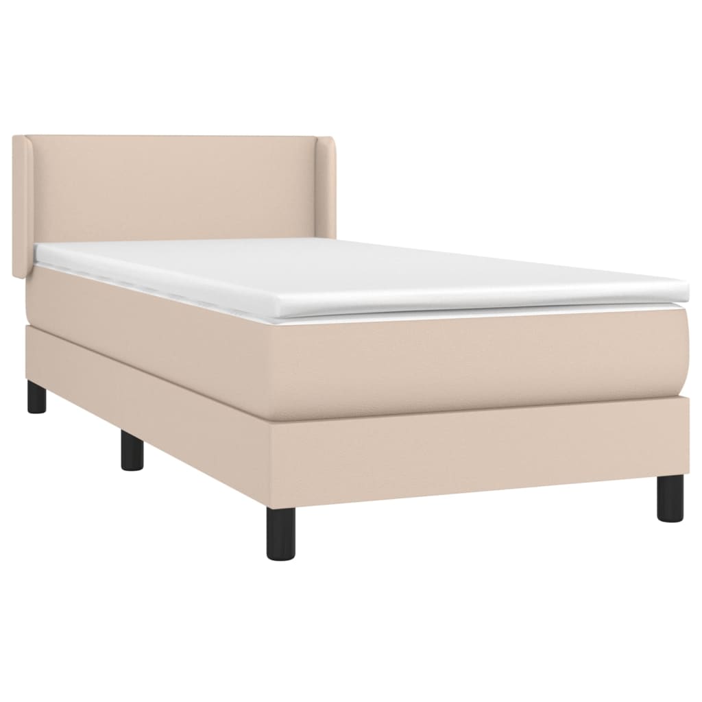 vidaXL Κρεβάτι Boxspring με Στρώμα Καπουτσίνο 80x200 εκ. Συνθ. Δέρμα
