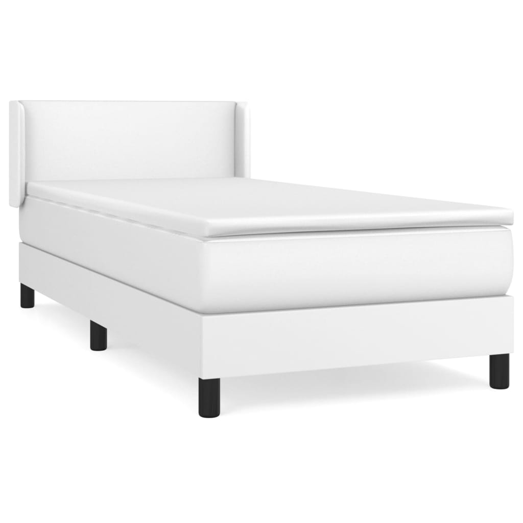 vidaXL Κρεβάτι Boxspring με Στρώμα Λευκό 100x200εκ.από Συνθετικό Δέρμα