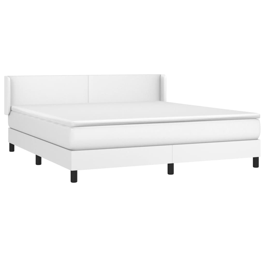 vidaXL Κρεβάτι Boxspring με Στρώμα Λευκό 160x200εκ.από Συνθετικό Δέρμα