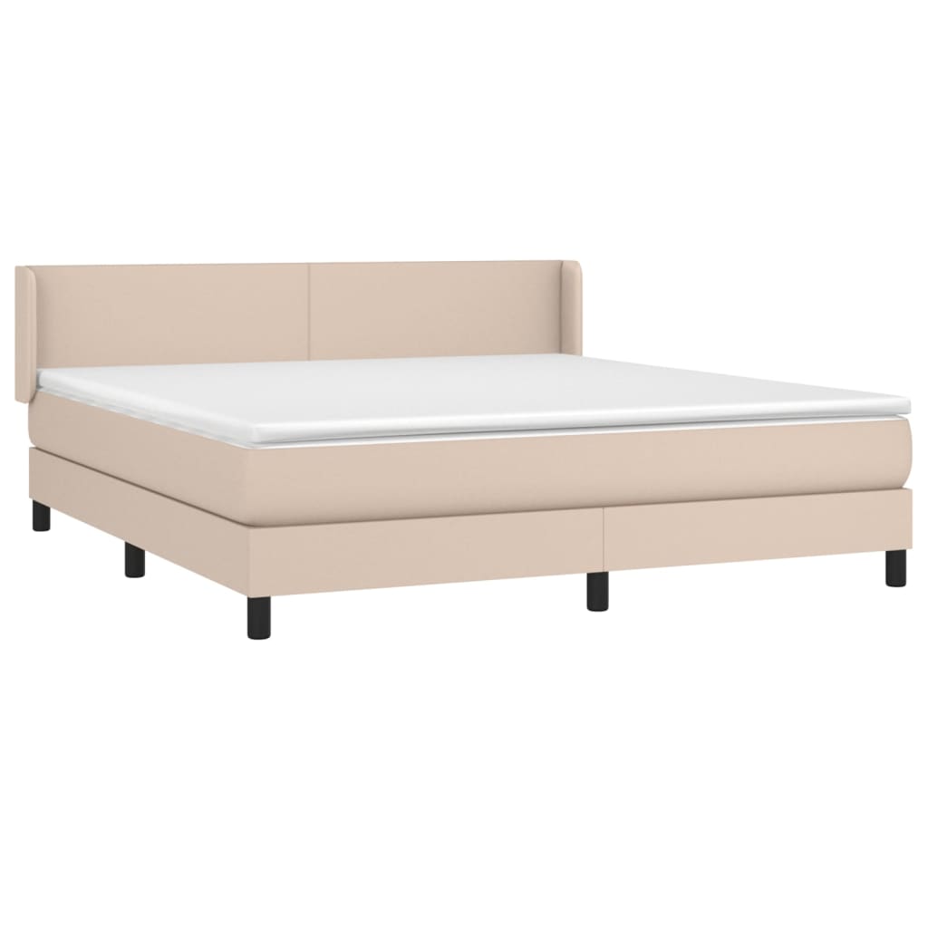 vidaXL Κρεβάτι Boxspring με Στρώμα Καπουτσίνο 160x200εκ.από Συνθ.Δέρμα