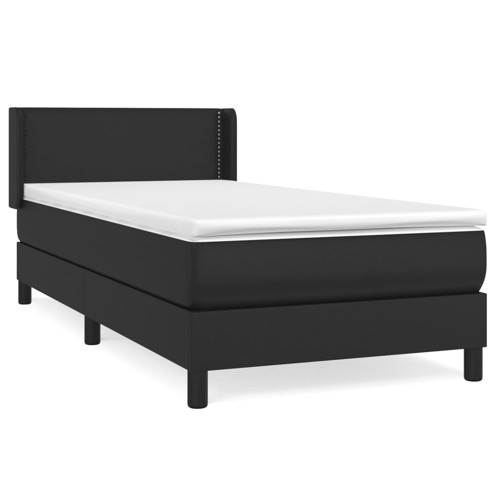 vidaXL Κρεβάτι Boxspring με Στρώμα Μαύρο 100x200εκ.από Συνθετικό Δέρμα