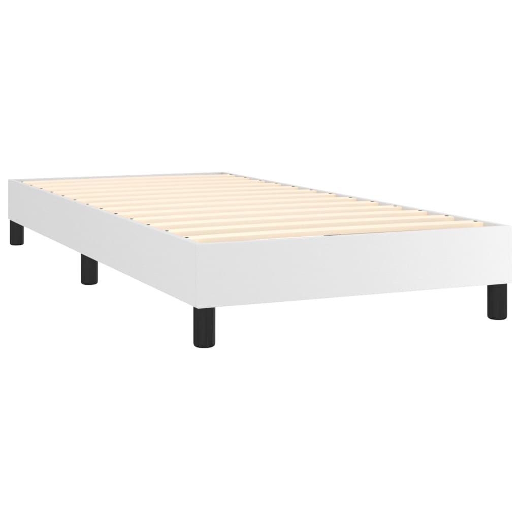 vidaXL Κρεβάτι Boxspring με Στρώμα Λευκό 100x200εκ.από Συνθετικό Δέρμα