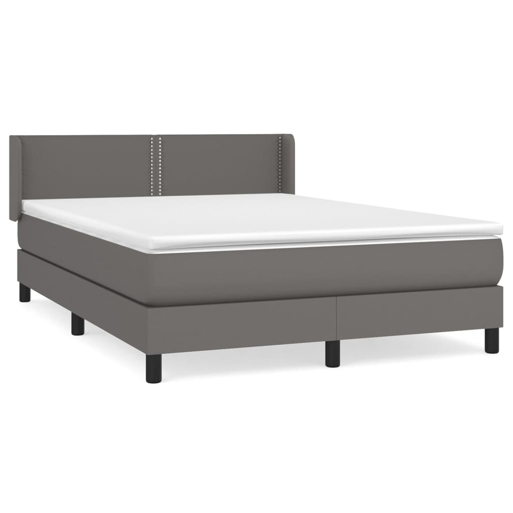 vidaXL Κρεβάτι Boxspring με Στρώμα Γκρι 140x200εκ. από Συνθετικό Δέρμα