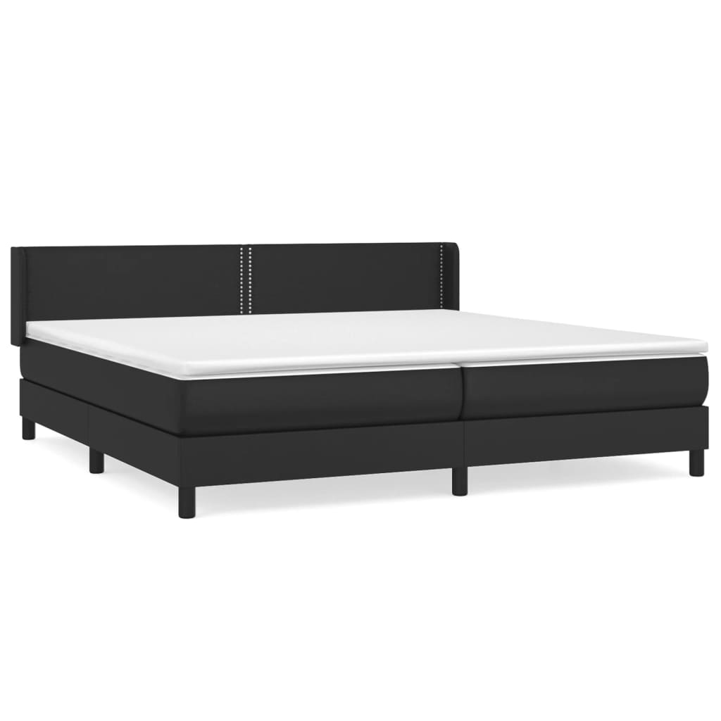 vidaXL Κρεβάτι Boxspring με Στρώμα Μαύρο 200x200 εκ. Συνθετικό Δέρμα