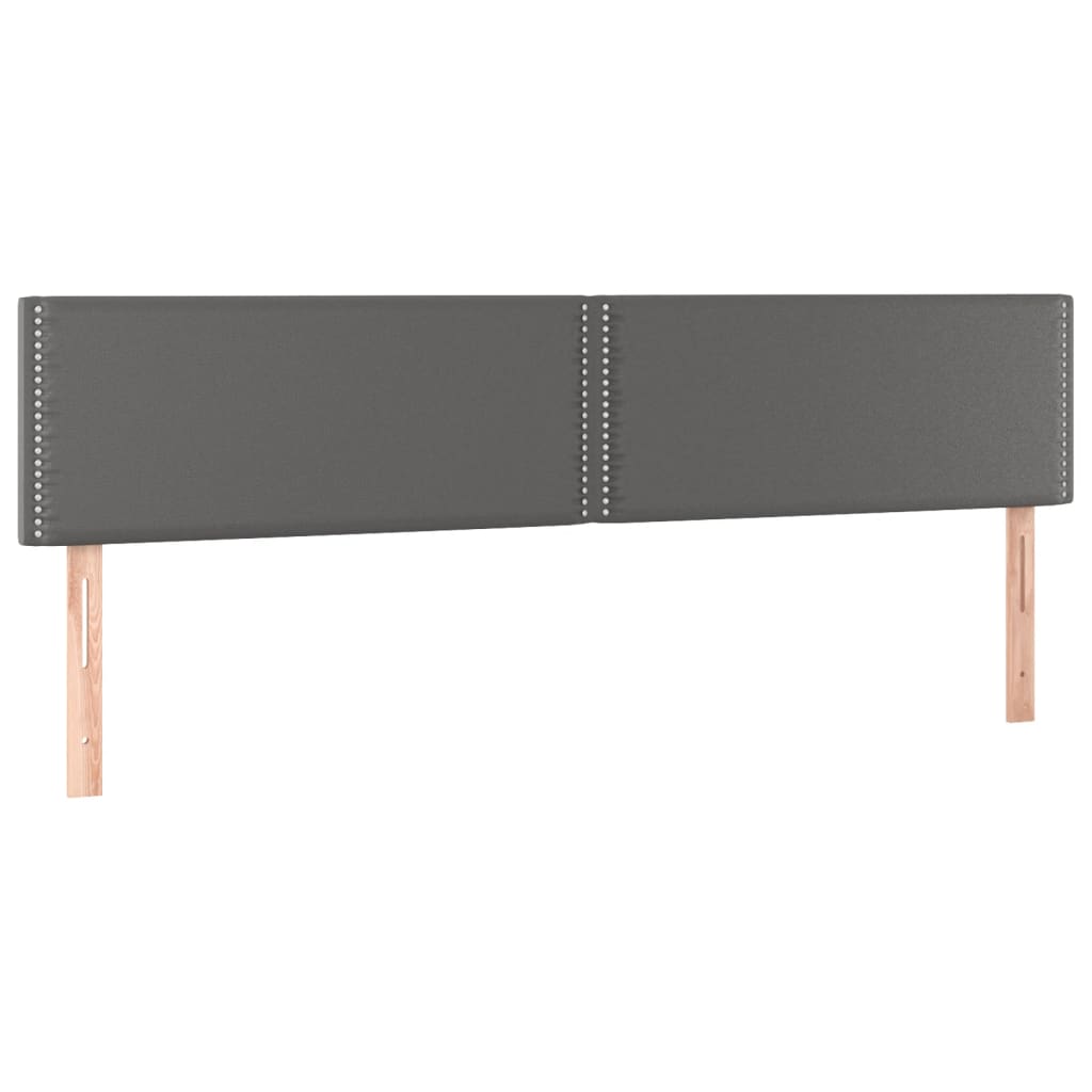 vidaXL Κρεβάτι Boxspring με Στρώμα Γκρι 200x200 εκ. Συνθετικό Δέρμα