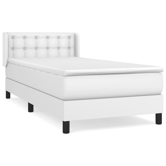 vidaXL Κρεβάτι Boxspring με Στρώμα Λευκό 80 x 200 εκ. Συνθετικό Δέρμα