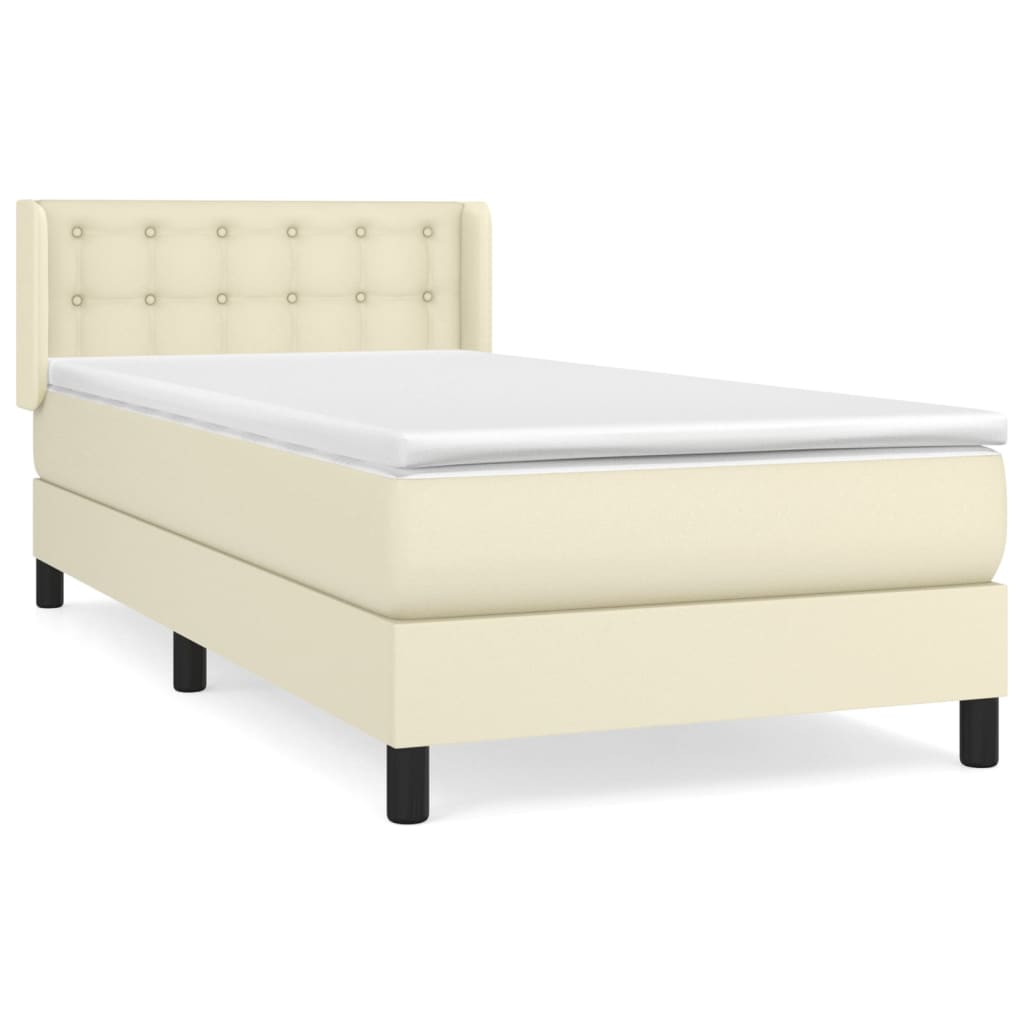 vidaXL Κρεβάτι Boxspring με Στρώμα Κρεμ 80 x 200 εκ. Συνθετικό Δέρμα