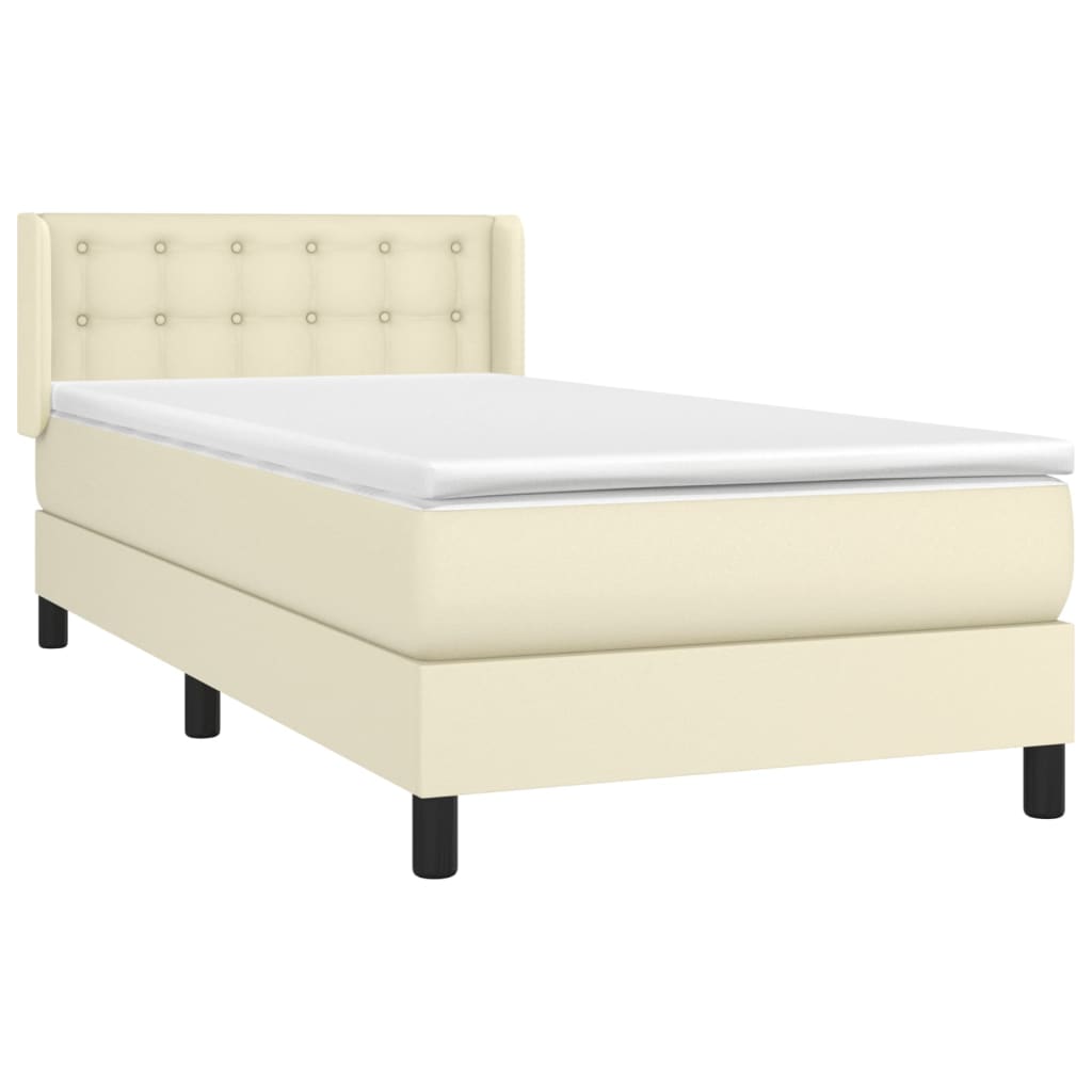 vidaXL Κρεβάτι Boxspring με Στρώμα Κρεμ 80 x 200 εκ. Συνθετικό Δέρμα