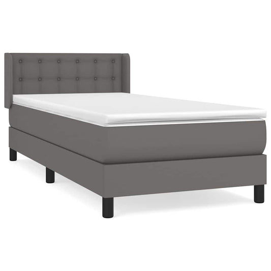 vidaXL Κρεβάτι Boxspring με Στρώμα Γκρι 80 x 200 εκ. Συνθετικό Δέρμα