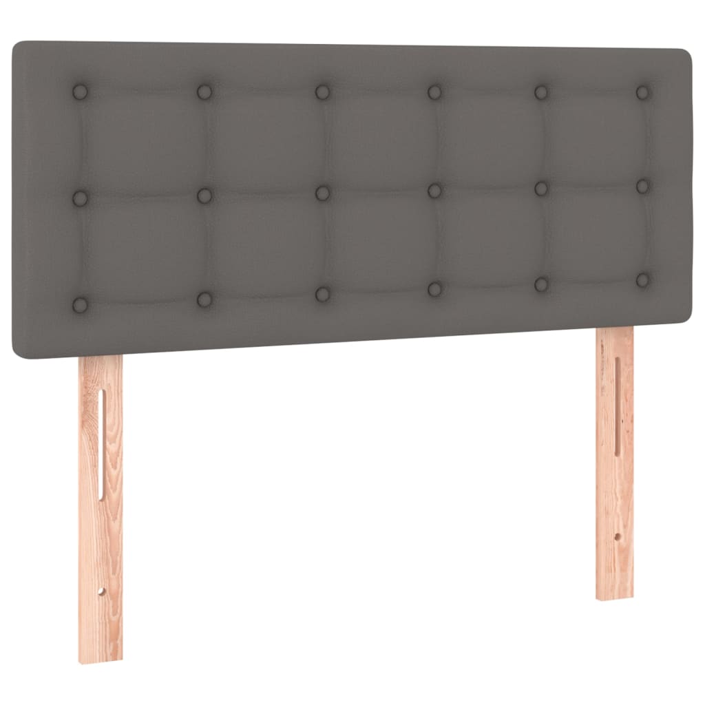 vidaXL Κρεβάτι Boxspring με Στρώμα Γκρι 90x190 εκ. από Συνθετικό Δέρμα