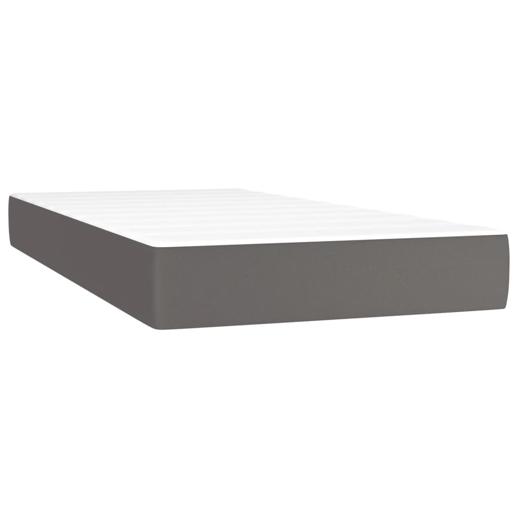 vidaXL Κρεβάτι Boxspring με Στρώμα Γκρι 100x200εκ. από Συνθετικό Δέρμα