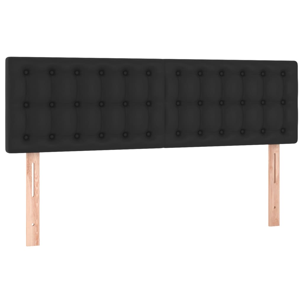 vidaXL Κρεβάτι Boxspring με Στρώμα Μαύρο 140x190εκ.από Συνθετικό Δέρμα
