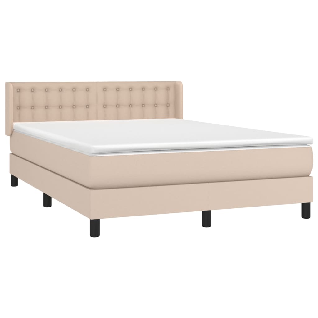 vidaXL Κρεβάτι Boxspring με Στρώμα Καπουτσίνο 140x190εκ.από Συνθ.Δέρμα