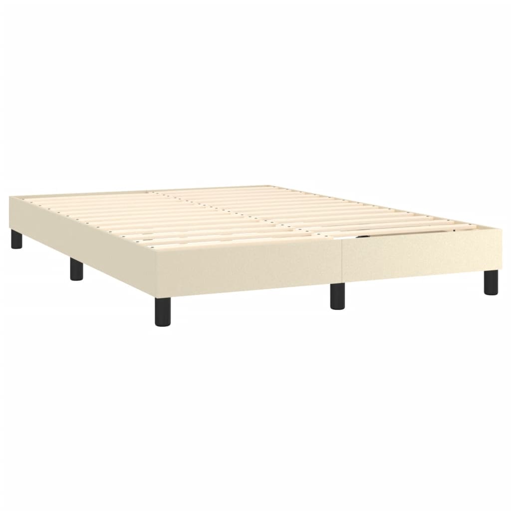vidaXL Κρεβάτι Boxspring με Στρώμα Κρεμ 140x200εκ. από Συνθετικό Δέρμα