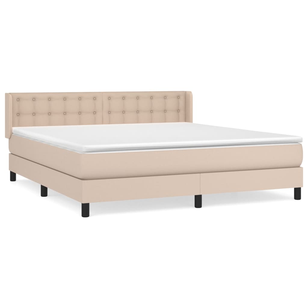 vidaXL Κρεβάτι Boxspring με Στρώμα Καπουτσίνο 160x200εκ.από Συνθ.Δέρμα