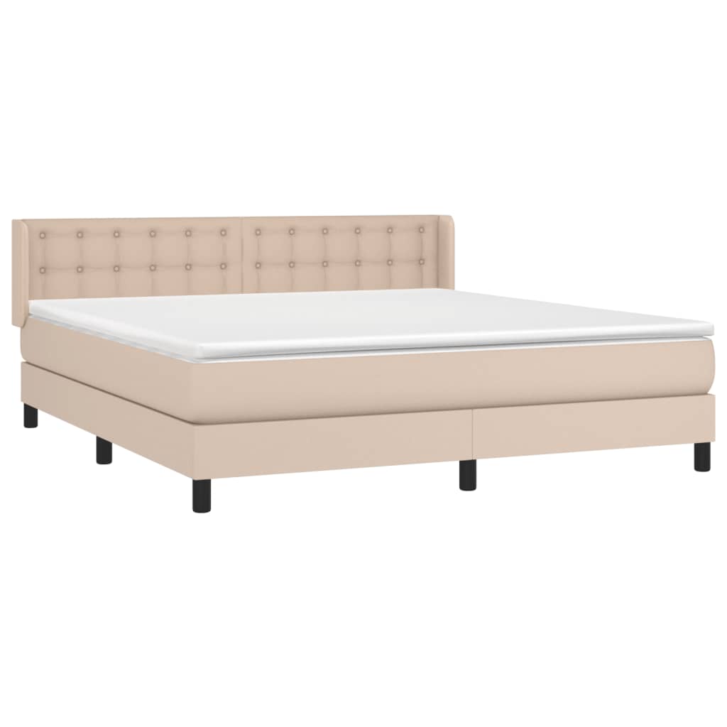 vidaXL Κρεβάτι Boxspring με Στρώμα Καπουτσίνο 160x200εκ.από Συνθ.Δέρμα