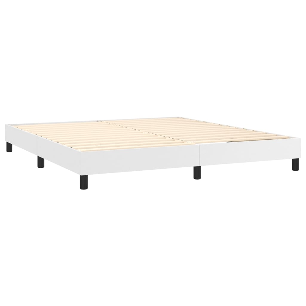 vidaXL Κρεβάτι Boxspring με Στρώμα Λευκό 180x200 εκ. Συνθετικό Δέρμα
