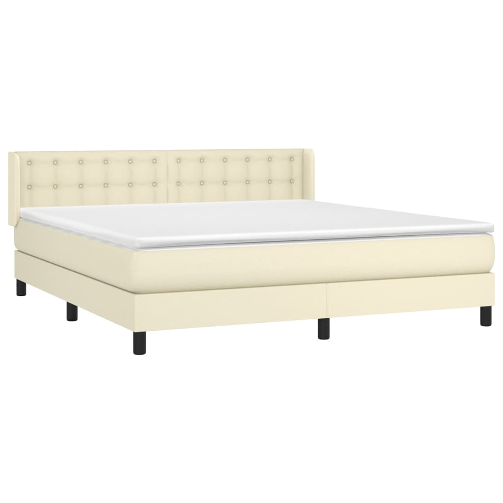 vidaXL Κρεβάτι Boxspring με Στρώμα Κρεμ 180x200 εκ. Συνθετικό Δέρμα