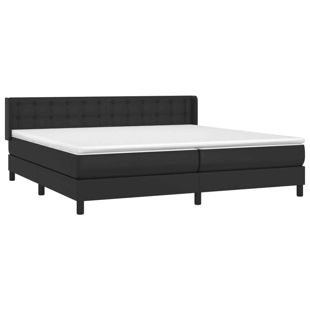 vidaXL Κρεβάτι Boxspring με Στρώμα Μαύρο 200x200 εκ. Συνθετικό Δέρμα