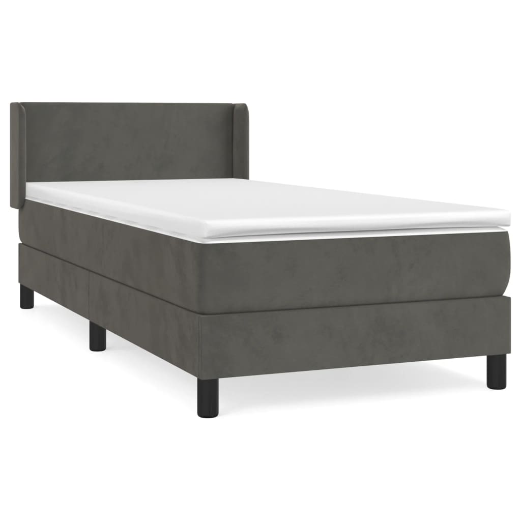 vidaXL Κρεβάτι Boxspring με Στρώμα Σκούρο Γκρι 80x200 εκ. Βελούδινο