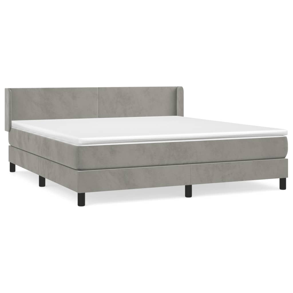 vidaXL Κρεβάτι Boxspring με Στρώμα Ανοιχτό Γκρι 160x200 εκ. Βελούδινο