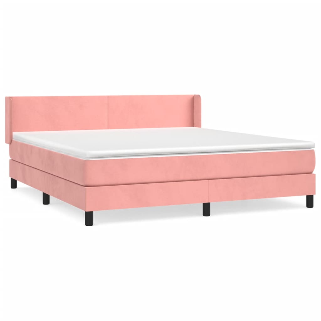 vidaXL Κρεβάτι Boxspring με Στρώμα Ροζ 160x200 εκ. Βελούδινο