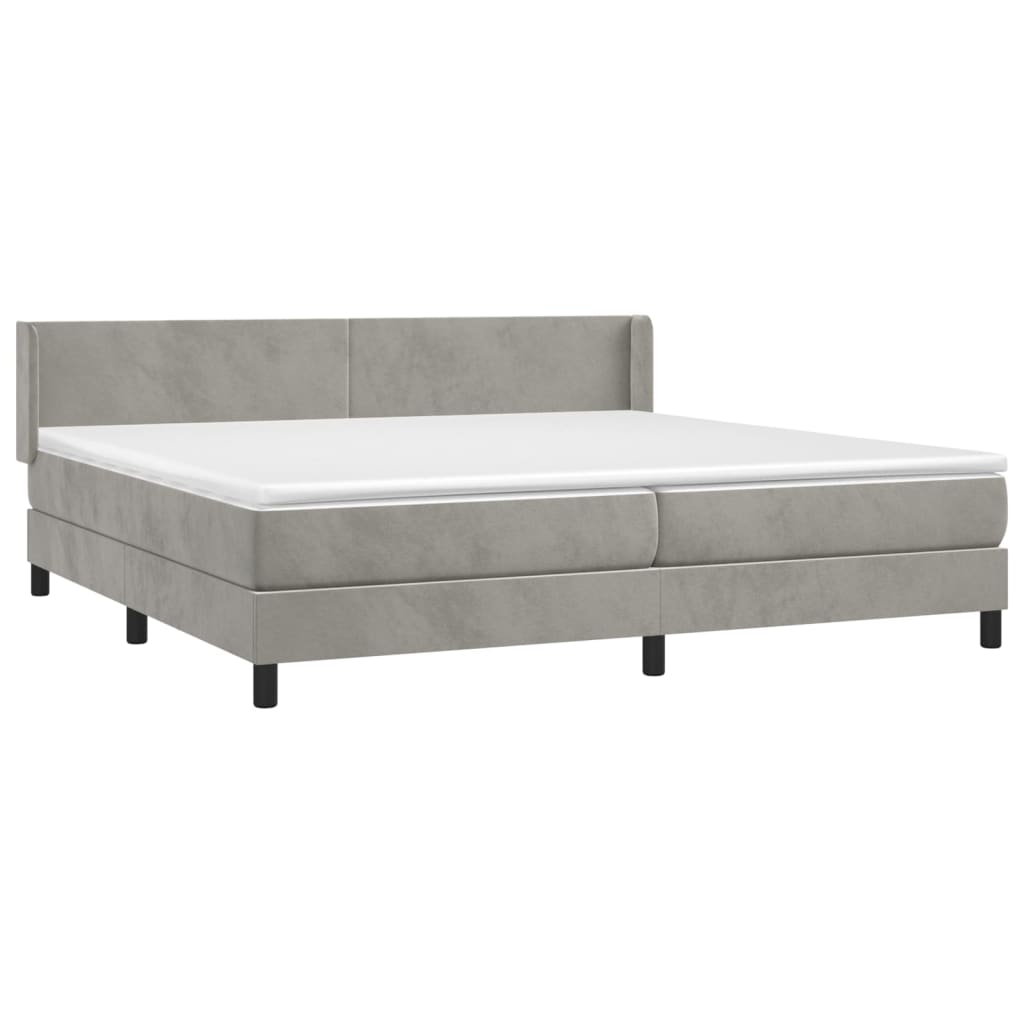 vidaXL Κρεβάτι Boxspring με Στρώμα Ανοιχτό Γκρι 200x200 εκ. Βελούδινο