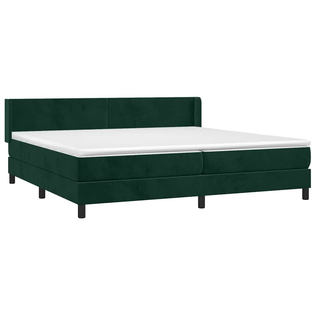 vidaXL Κρεβάτι Boxspring με Στρώμα Σκούρο Πράσινο 200x200εκ. Βελούδινο