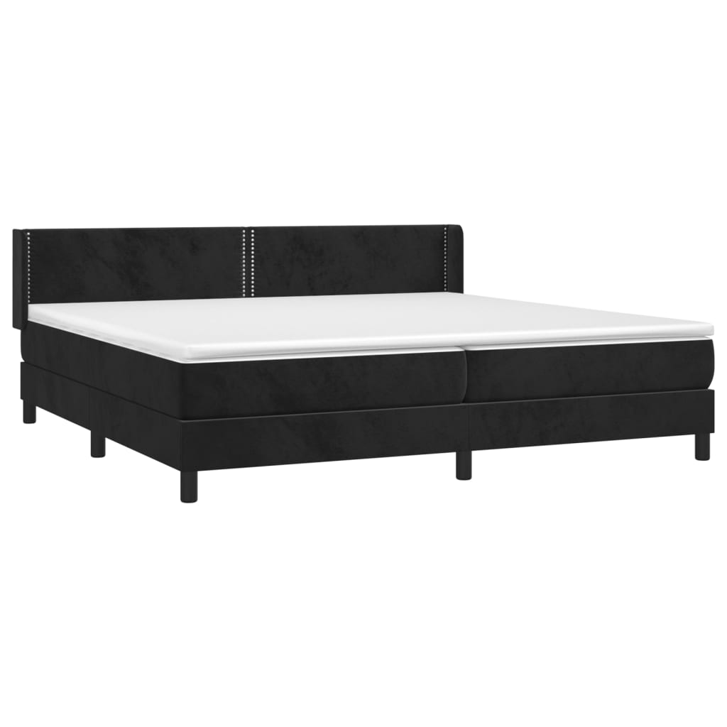 vidaXL Κρεβάτι Boxspring με Στρώμα Μαύρο 200x200 εκ. Βελούδινο