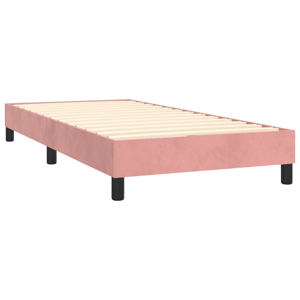 vidaXL Κρεβάτι Boxspring με Στρώμα Ροζ 80 x 200 εκ. Βελούδινο