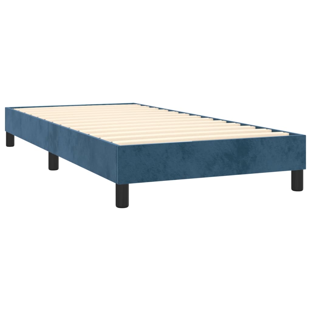 vidaXL Κρεβάτι Boxspring με Στρώμα Σκούρο Μπλε 90x200 εκ. Βελούδινο